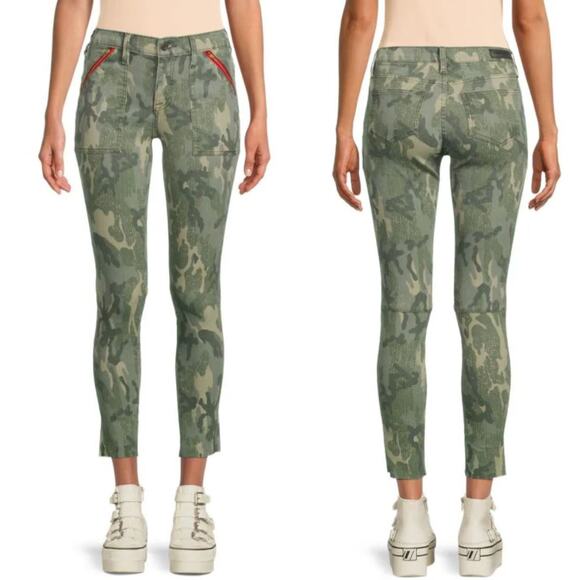 Etienne Marcel Denim Skinny Camo Capri Jeans 26 Green Slim Cropped Pant Indie - Picture 11 of 11